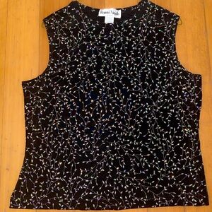 Vintage Ronni Nicole Black & Silver Metallic Sparkle Blouse - Women's XL